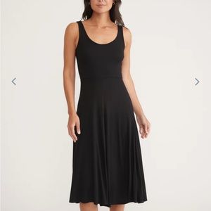 Marine Layer Lexi Rib Fit and Flare Midi Dress, Black Size S